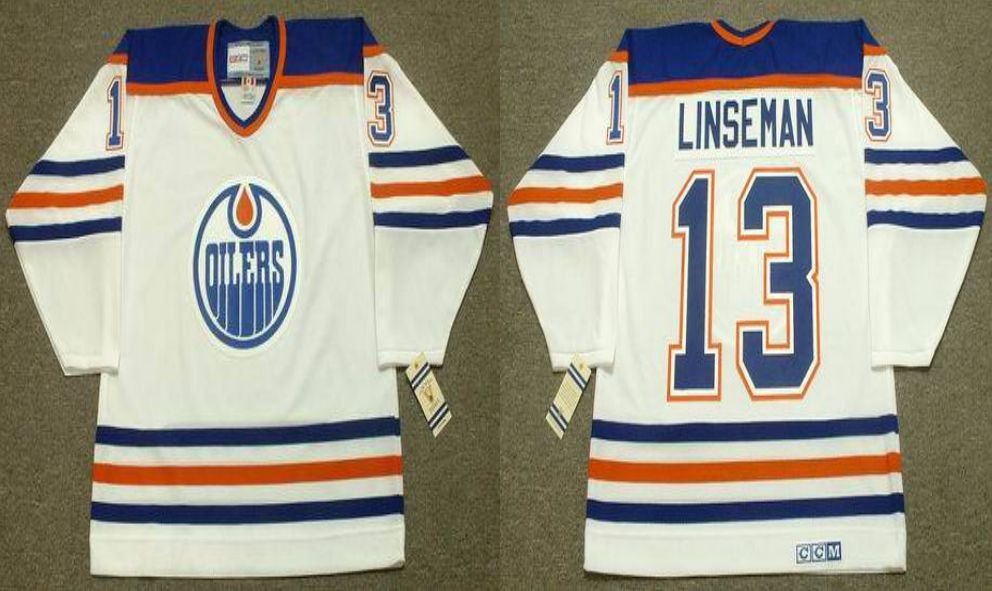 2019 Men Edmonton Oilers #13 Linseman White CCM NHL jerseys